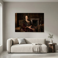 Regal Noblewoman Historical Portrait Oil Painting Style Canvas Print Wall Art Grandeur - Mockup Display 4