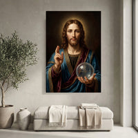 Jesus Christ Salvator Mundi Oil Painting Style Canvas Print Wall Art, Divine - Mockup Display 4
