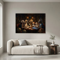 Canine Council Oil Painting Style Canvas Print Wall Art for Study Room - Mockup Display 4