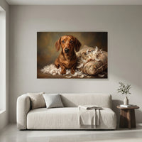 Dachshund Stretched Canvas Wall Art, Painterly Dog Portrait Print, Classic Pet Room Decor