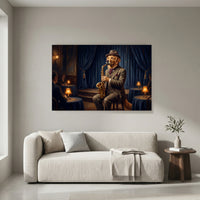 Golden Retriever Saxophone Player Oil Painting Style Canvas Print Wall Art, Jazzy Decor - Mockup Display 4