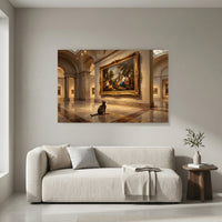 Curious Cat in Museum Oil Painting Style Canvas Print Wall Art, Elegant Gallery Decor - Mockup Display 4