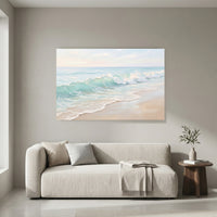 Serene Ocean Wave Impasto Style Canvas Print Wall Art, Coastal Home Decor Accent - Mockup Display 4