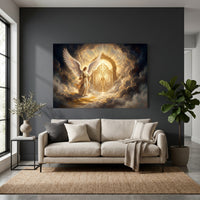 Radiant Angel at Golden Gates Divine Fantasy Canvas Print Wall Art, Heavenly Decor - Mockup Display 4
