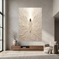 Divine Angelic Figure Textured Canvas Print Wall Art, Ethereal Sanctuary Decor - Mockup Display 4
