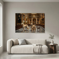 Elegant Dogs in Gallery Oil Painting Style Canvas Print Wall Art Decor - Mockup Display 4