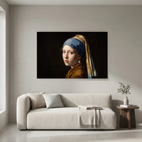 Vermeer's Girl with Pearl Earring Oil Painting Style Classic Canvas Print Wall Art - Mockup Display 4