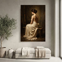 Classical Draped Woman Oil Painting Style Canvas Print Wall Art, Elegant Decor - Mockup Display 4