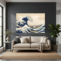 Iconic Japanese Great Wave Ukiyo-e Style Canvas Print Wall Art, Timeless Classic - Mockup Display 4