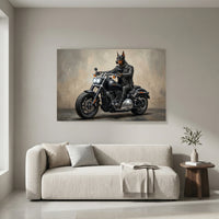 Doberman Biker Dog Oil Painting Style Canvas Print Wall Art, Man Cave Decor - Mockup Display 4