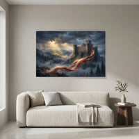 Patriotic Liberty Castle Oil Painting Style Canvas Print Wall Art for Study - Mockup Display 4