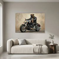 Bullmastiff Biker Dog on Motorcycle Oil Painting Style Canvas Print Wall Art - Mockup Display 4