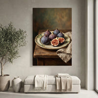 Rustic Figs Still Life Oil Painting Style Canvas Print Wall Art, Home Decor - Mockup Display 4