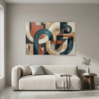Modern Abstract Geometric Oil Painting Style Canvas Print Wall Art Contemporary Home Decor - Mockup Display 4
