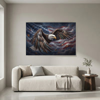 Majestic Bald Eagle American Flag Oil Painting Style Canvas Print Wall Art for Home - Mockup Display 4
