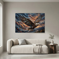 Majestic Bald Eagle American Flag Oil Painting Style Canvas Print Wall Art - Mockup Display 4
