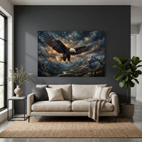 Majestic Bald Eagle Soaring Oil Painting Style Canvas Print Wall Art, Patriotic - Mockup Display 4