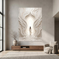 Ethereal Woman in Winged Archway Textured Style Canvas Print Wall Art, Serene Hope - Mockup Display 4