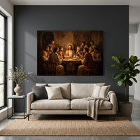 Classic Religious Last Supper Oil Painting Style Canvas Print Wall Art, Sacred Scene - Mockup Display 4