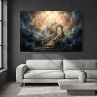 Heavenly Stairway Oil Painting Style Canvas Print Wall Art for Serenity - Mockup Display 4