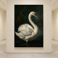 Majestic White Swan Oil Painting Style Canvas Print Wall Art, Elegant Nature Decor - Mockup Display 4