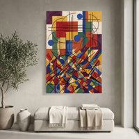 Abstract Geometric Cubist Style Canvas Print Wall Art, Vibrant Modern Decor - Mockup Display 4