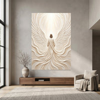 Divine Figure Angelic Wings Textured Canvas Print Wall Art, Spiritual Home Decor - Mockup Display 4