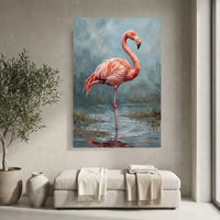 Majestic Flamingo Oil Painting Style Canvas Print Wall Art for Nature Lovers - Mockup Display 4