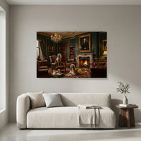 Regal Dogs in Opulent Study Oil Painting Style Canvas Print for Home Decor - Mockup Display 4