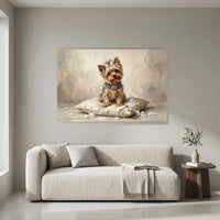 Yorkshire Terrier Stretched Canvas Wall Art, Soft Dog Portrait Print, Elegant Bedroom Decor