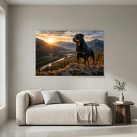 Majestic Rottweiler Dog Sunset Mountain Vista Canvas Print Wall Art - Scenic - Mockup Display 4