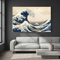 Japanese Great Wave Ukiyo-e Art Print Canvas Print Wall Art Coastal Decor Style - Mockup Display 4