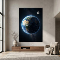 Stunning Earth and Moon Space View Canvas Print Wall Art, Celestial Decor - Mockup Display 4