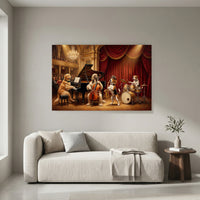 Whimsical Dog Orchestra Oil Painting Style Canvas Print Wall Art, Elegant Decor - Mockup Display 4