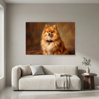 Pomeranian Canvas Wall Art, Painterly Dog Portrait Print, Warm Living Room Decor