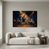 Dapper Dog Jazz Singer Oil Painting Style Canvas Print Wall Art, Elegant Decor - Mockup Display 4