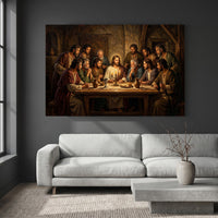 Last Supper Biblical Scene Oil Painting Style Canvas Print Wall Art, Inspirational Decor - Mockup Display 4
