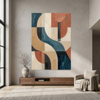 Abstract Geometric Teal Terracotta Canvas Print Wall Art for Modern Decor - Mockup Display 4