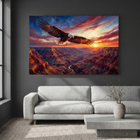Majestic Bald Eagle Grand Canyon Oil Painting Style Canvas Print Wall Art Sunset - Mockup Display 4