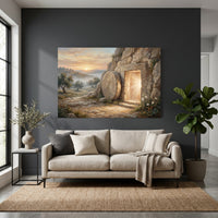 Empty Tomb Resurrection Oil Painting Style Canvas Print Wall Art, Divine Decor - Mockup Display 4