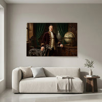Elegant Gentleman with Greyhound Oil Painting Style Canvas Print Wall Art, Classic Decor - Mockup Display 4