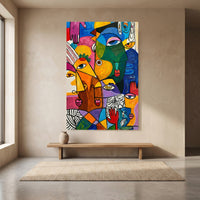 Abstract Faces Canvas Wall Art, Colorful Modern Portrait Print, Gallery Room Decor