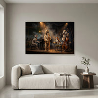 Jazzy Dogs Band Classic Painting Style Canvas Print Wall Art for Sophisticated Decor - Mockup Display 4