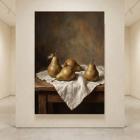 Realistic Pears Still Life Oil Painting Style Canvas Print Wall Art for Kitchen Decor - Mockup Display 4