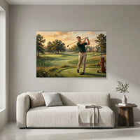 Classic Golfer Oil Painting Style Canvas Print Wall Art for Home Decor - Mockup Display 4