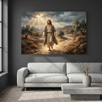 Jesus Christ Divine Light Oil Painting Style Canvas Print Wall Art, Inspirational Decor - Mockup Display 4