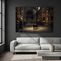 Tortoiseshell Cat in Grand Gallery Oil Painting Style Canvas Print Wall Art, Elegant Decor - Mockup Display 4