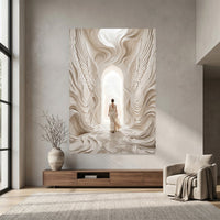 Ethereal Woman in Sculptural Archway Abstract Canvas Print Wall Art, Serene White - Mockup Display 4