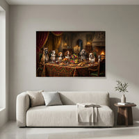 Grand Canine Feast Oil Painting Style Canvas Print Wall Art, Humorous Decor - Mockup Display 4