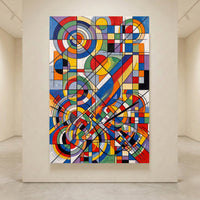 Abstract Geometric Cubist Style Canvas Print Wall Art Modern Dynamic Decor - Mockup Display 4